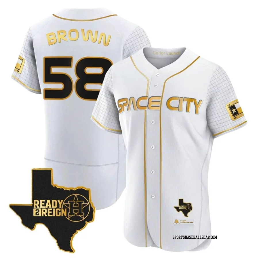 Hunter Brown Men's Houston Astros White/Gold Authentic 2023 Space City Ready 2 Reign Flex Base Jersey