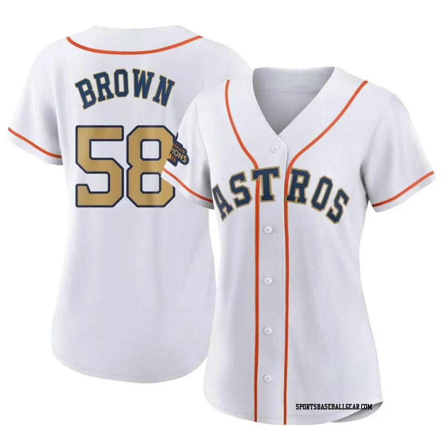 Hunter Brown Women's Houston Astros Gold Authentic White 2023 Collection Jersey