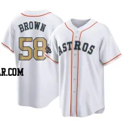 Hunter Brown Youth Houston Astros Gold Replica White 2023 Collection Jersey