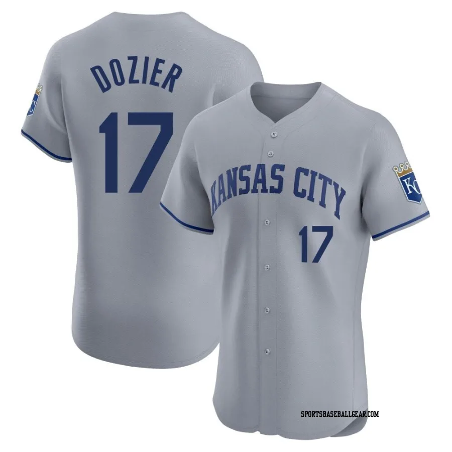 Hunter Dozier Men's Kansas City Royals Gray Elite Road Jersey