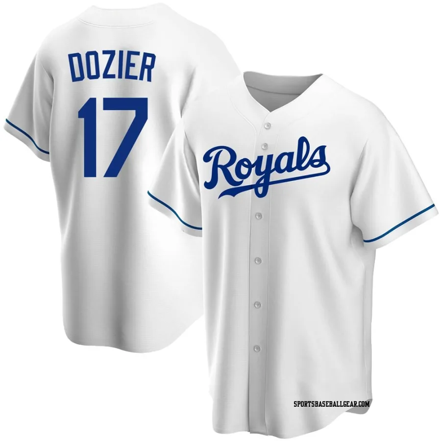 Hunter Dozier Men's Kansas City Royals White Replica Home Jersey