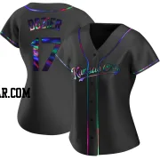 Hunter Dozier Women's Kansas City Royals Black Holographic Replica Alternate Jersey