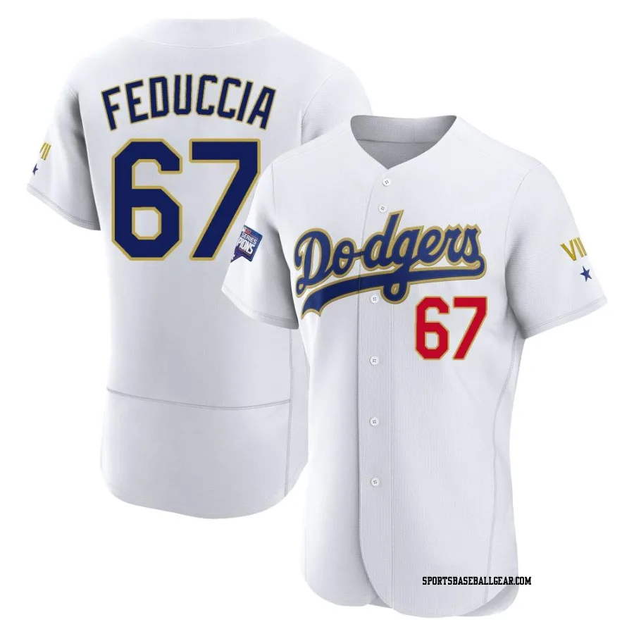 Hunter Feduccia Men's Los Angeles Dodgers White/Gold Authentic 2021 Gold Program Player Jersey