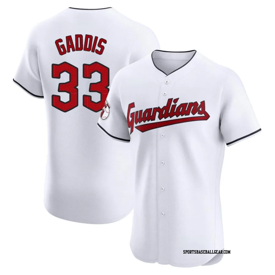 Hunter Gaddis Men's Cleveland Guardians White Elite Home Jersey