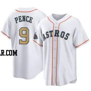 Hunter Pence Men's Houston Astros Gold Replica White 2023 Collection Jersey