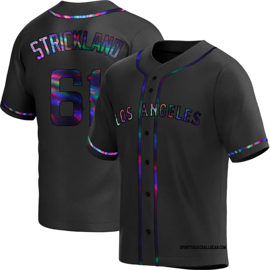 Hunter Strickland Men's Los Angeles Angels Black Holographic Replica Alternate Jersey