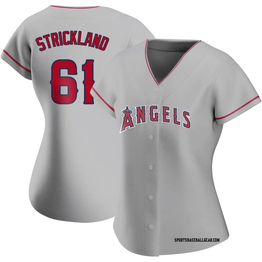 Hunter Strickland Women's Los Angeles Angels Replica Silver Road Jersey