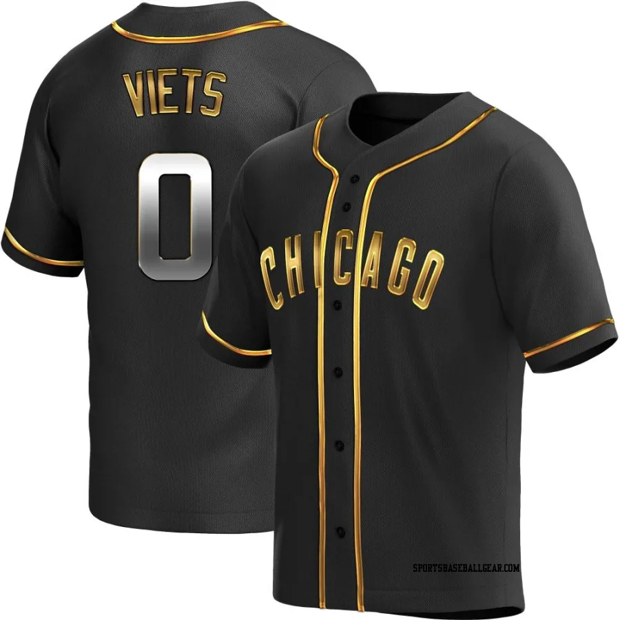 Hunter Viets Men's Chicago Cubs Black Golden Replica Alternate Jersey