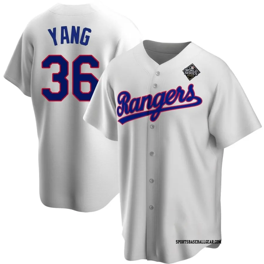 Hyeon-jong Yang Men's Texas Rangers White Replica Hyeon-Jong Yang Home Cooperstown Collection 2023 World Series Jersey