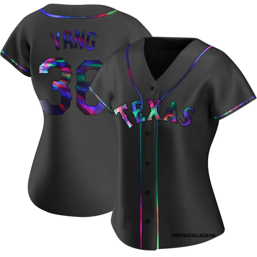 Hyeon-jong Yang Women's Texas Rangers Black Holographic Replica Hyeon-Jong Yang Alternate Jersey