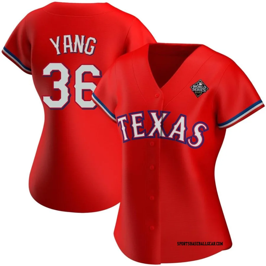 Hyeon-jong Yang Women's Texas Rangers Red Authentic Hyeon-Jong Yang Alternate 2023 World Series Jersey