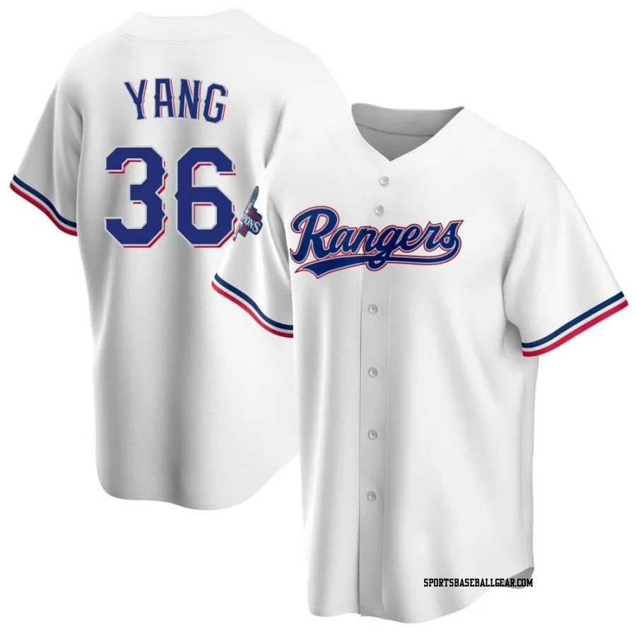 Hyeon-Jong Yang Youth Texas Rangers White Replica Home 2023 World Series Champions Jersey