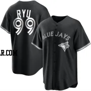 Hyun Jin Ryu Men's Toronto Blue Jays Black/White Replica Jersey