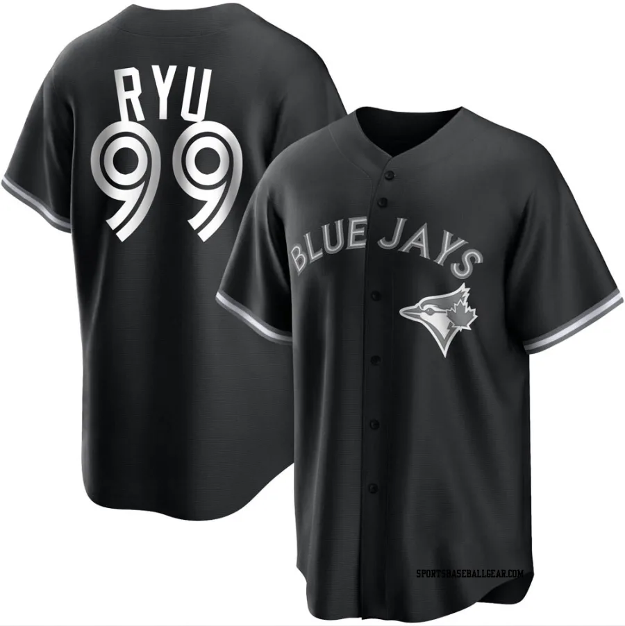 Hyun Jin Ryu Youth Toronto Blue Jays Black/White Replica Jersey