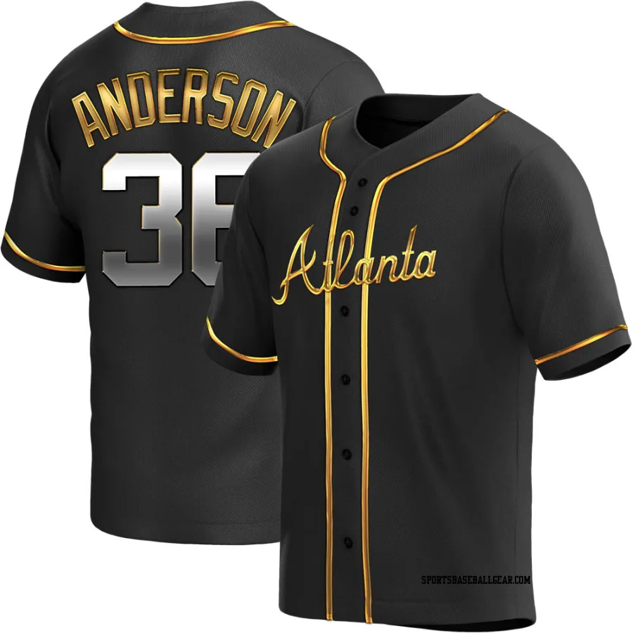 Ian Anderson Men's Atlanta Braves Black Golden Replica Alternate Jersey