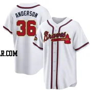 Ian Anderson Youth Atlanta Braves Gold Replica White 2022 Program Jersey