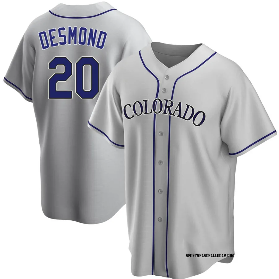 Ian Desmond Men's Colorado Rockies Gray Replica Road Jersey