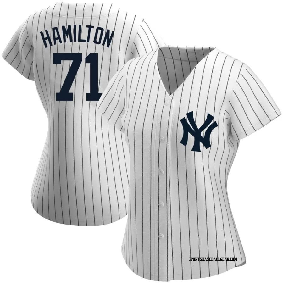 Ian Hamilton Women's New York Yankees White Authentic Home Name Jersey