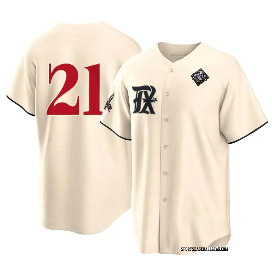 Ian Kennedy Men's Texas Rangers Cream Replica 2023 City Connect 2023 World Series Jersey