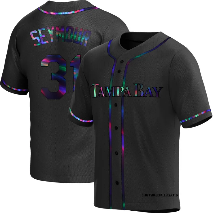 Ian Seymour Men's Tampa Bay Rays Black Holographic Replica Alternate Jersey