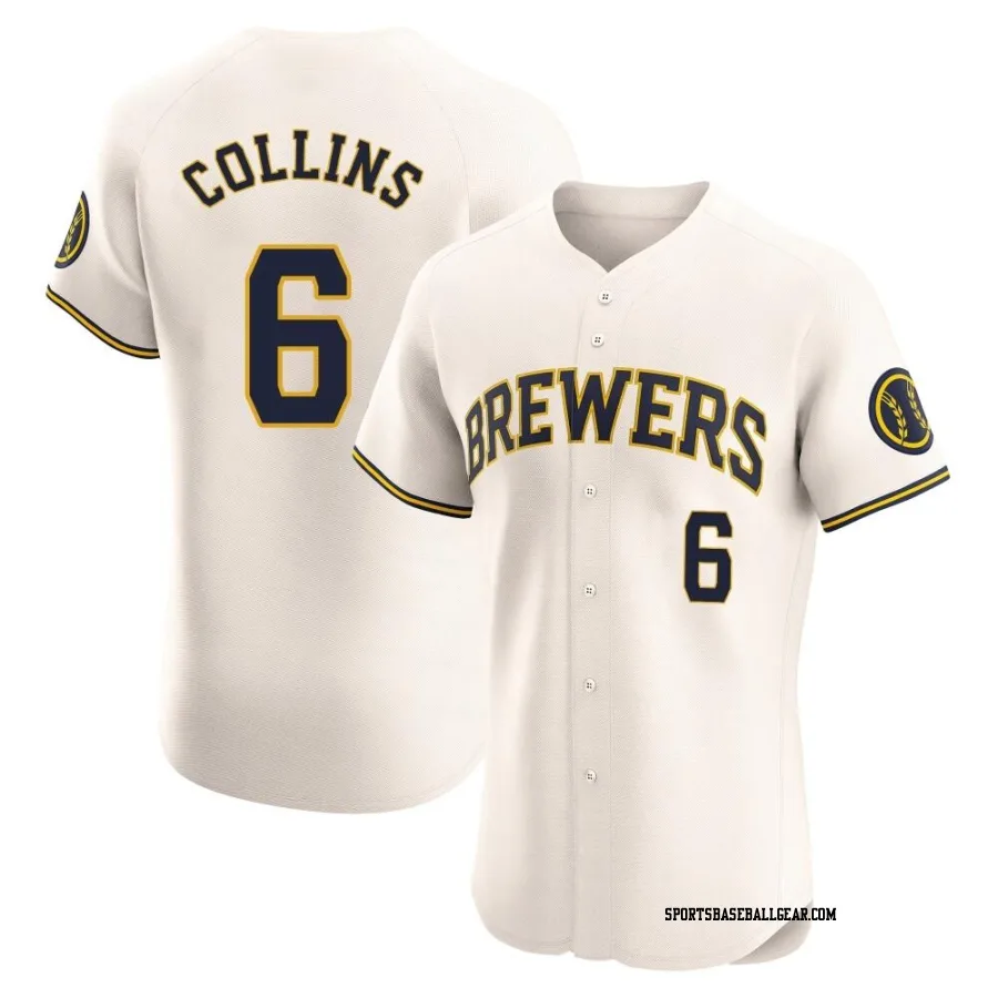 Isaac Collins Men's Milwaukee Brewers Cream Elite Home Jersey