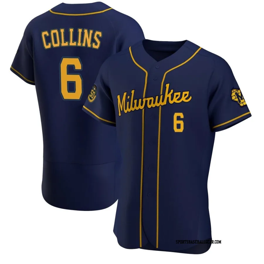 Isaac Collins Men's Milwaukee Brewers Navy Authentic Alternate Jersey