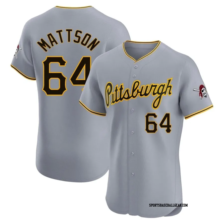 Isaac Mattson Men's Pittsburgh Pirates Gray Elite Road Jersey