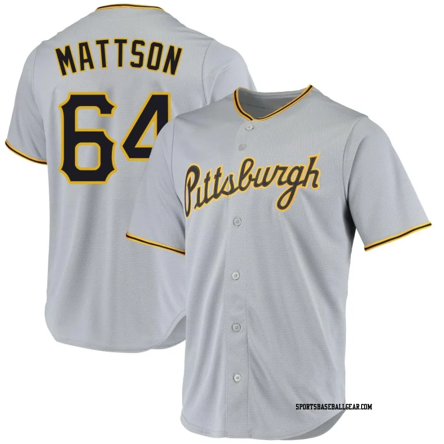 Isaac Mattson Men's Pittsburgh Pirates Gray Replica Road Jersey