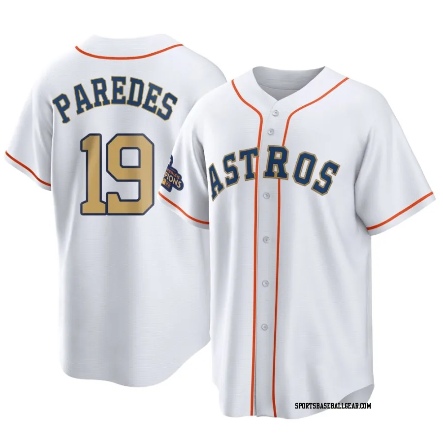 Isaac Paredes Men's Houston Astros Gold Replica White 2023 Collection Jersey