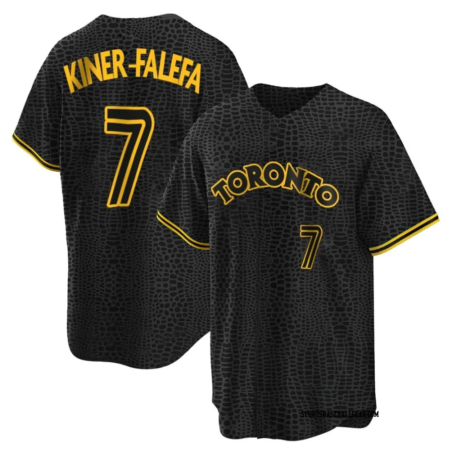 Isiah Kiner-Falefa Men's Toronto Blue Jays Black Replica Snake Skin City Jersey