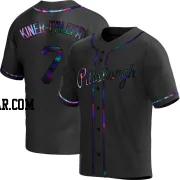 Isiah Kiner-Falefa Youth Pittsburgh Pirates Black Holographic Replica Alternate Jersey