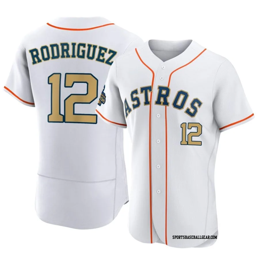 Ivan Rodriguez Men's Houston Astros Gold Authentic White 2023 Collection Jersey