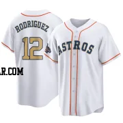 Ivan Rodriguez Men's Houston Astros Gold Replica White 2023 Collection Jersey