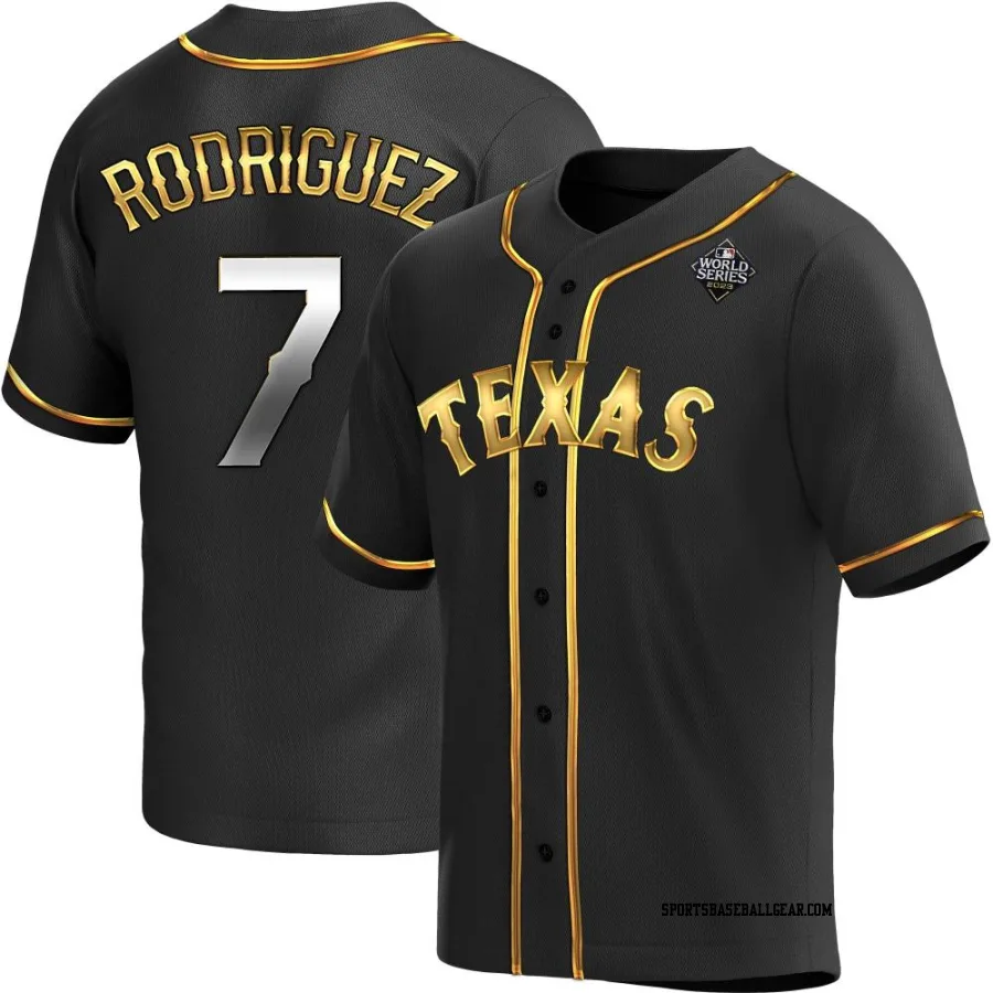 Ivan Rodriguez Men's Texas Rangers Black Golden Replica Alternate 2023 World Series Jersey