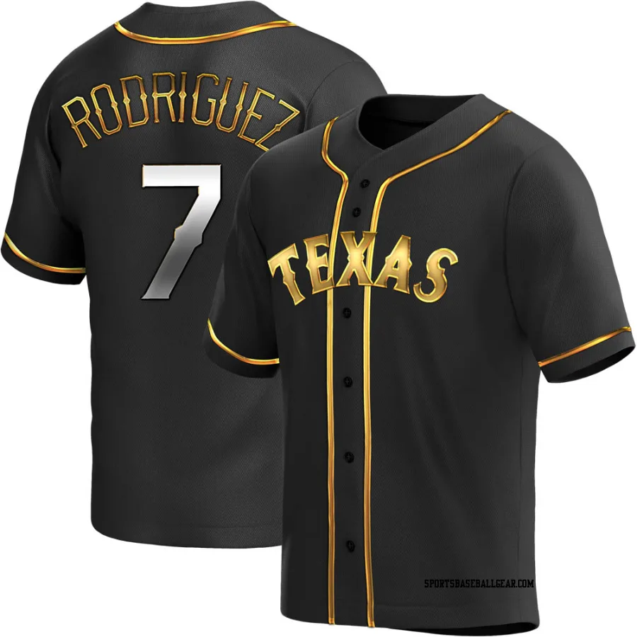 Ivan Rodriguez Men's Texas Rangers Black Golden Replica Alternate Jersey