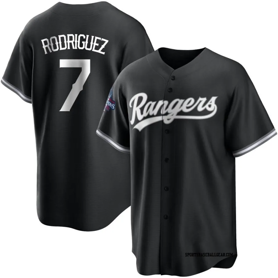 Ivan Rodriguez Men's Texas Rangers White Replica Black 2023 World Series Champions Jersey