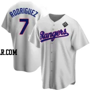 Ivan Rodriguez Men's Texas Rangers White Replica Home Cooperstown Collection 2023 World Series Jersey