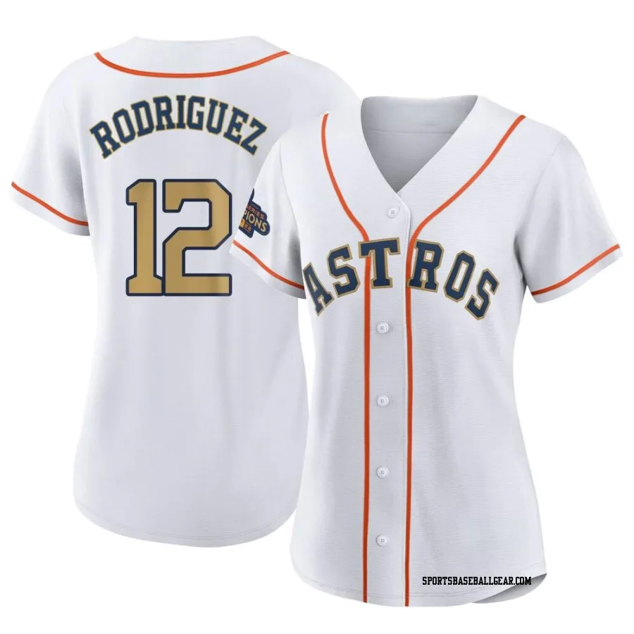 Ivan Rodriguez Women's Houston Astros Gold Replica White 2023 Collection Jersey