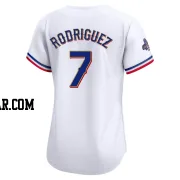 Ivan Rodriguez Women's Texas Rangers Gold Limited White 2024 Collection Jersey