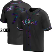 Ivan Rodriguez Youth Texas Rangers Black Holographic Replica Alternate 2023 World Series Jersey