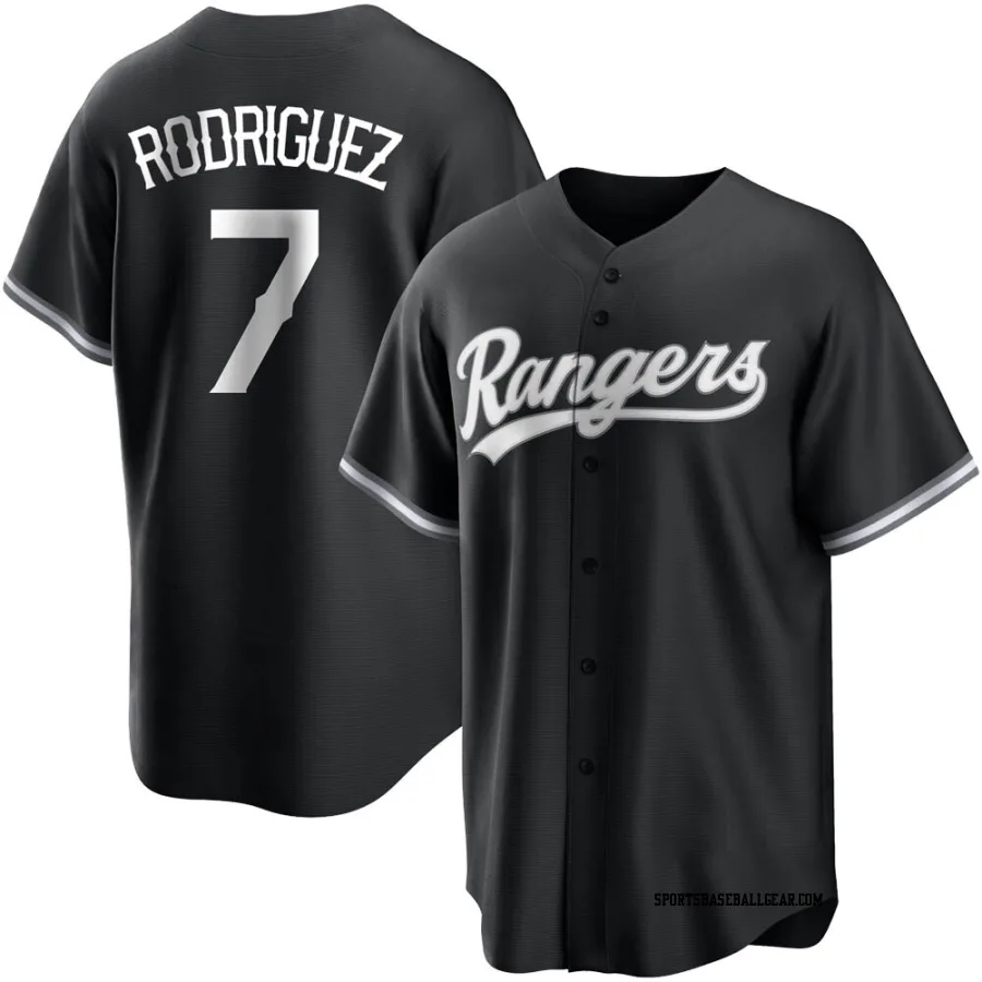 Ivan Rodriguez Youth Texas Rangers Black/White Replica Jersey