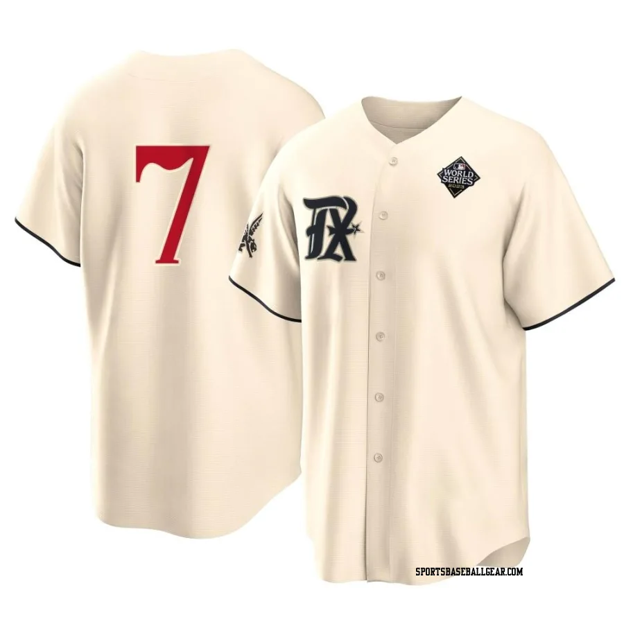 Ivan Rodriguez Youth Texas Rangers Cream Replica 2023 City Connect 2023 World Series Jersey