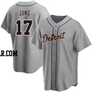 Jace Jung Men's Detroit Tigers Gray Replica Road Jersey