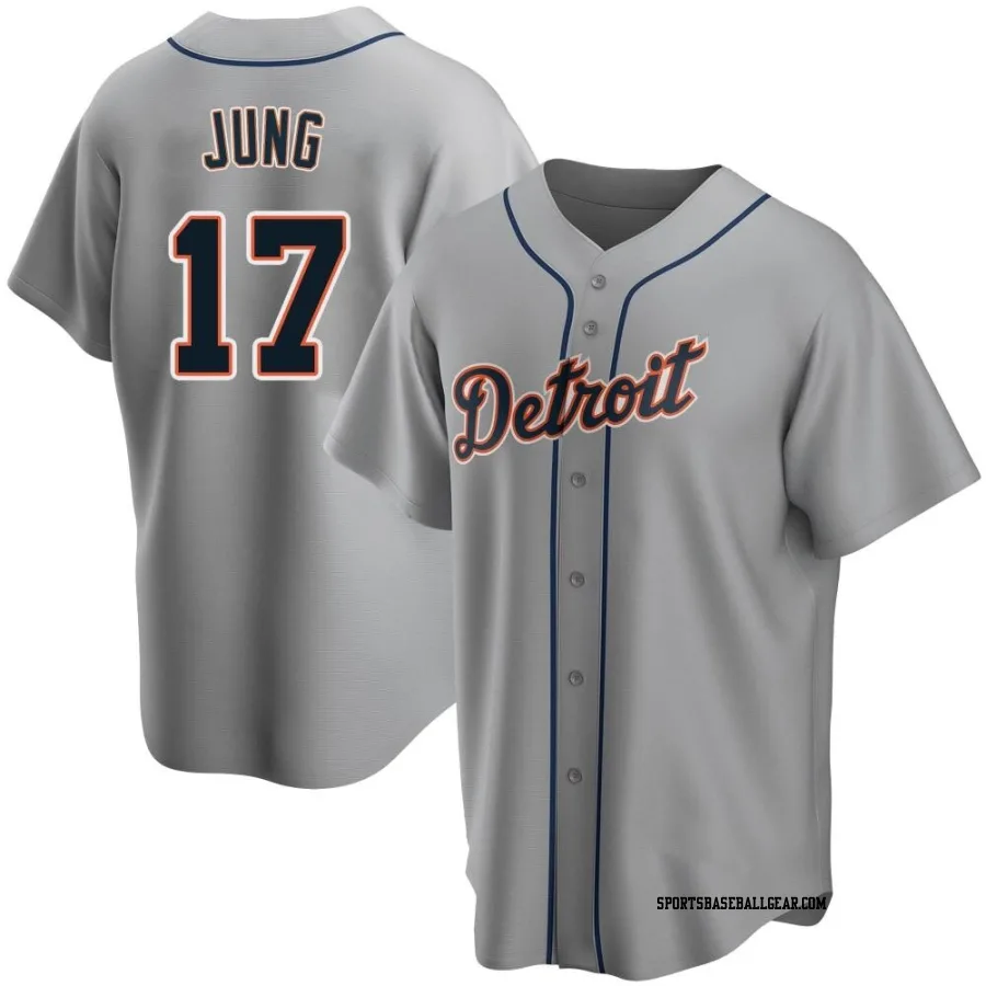 Jace Jung Men's Detroit Tigers Gray Replica Road Jersey