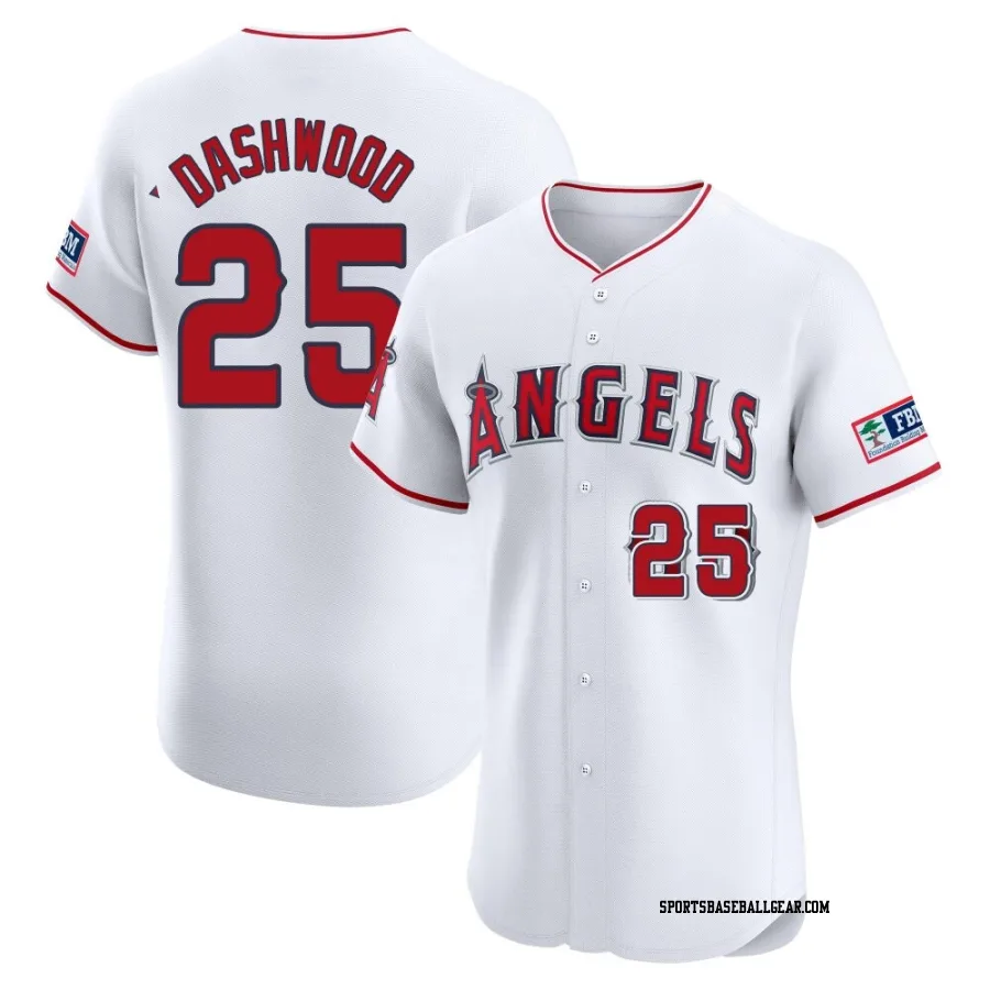 Jack Dashwood Men's Los Angeles Angels White Elite Home Patch Jersey