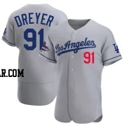 Jack Dreyer Men's Los Angeles Dodgers Gray Authentic Away Official 2024 World Series Champions Jersey