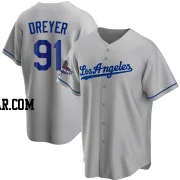 Jack Dreyer Men's Los Angeles Dodgers Gray Replica Road 2024 World Series Champions Jersey