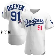 Jack Dreyer Men's Los Angeles Dodgers White Authentic Home Official 2024 World Series Champions Jersey