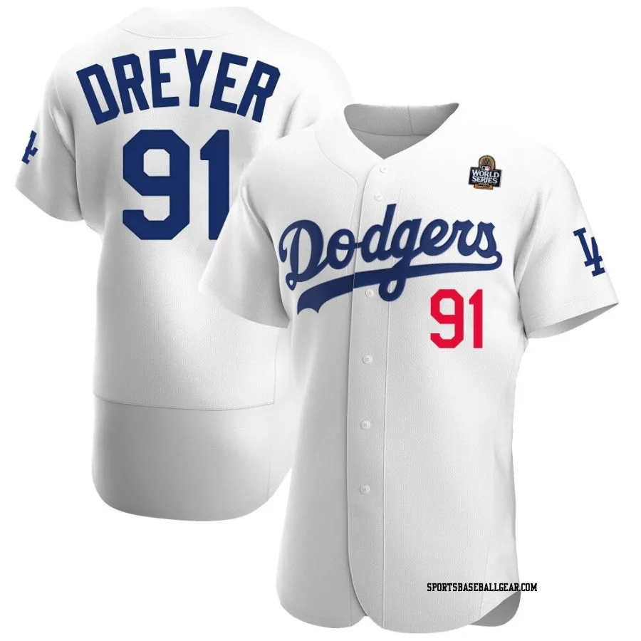 Jack Dreyer Men's Los Angeles Dodgers White Authentic Home Official 2024 World Series Jersey