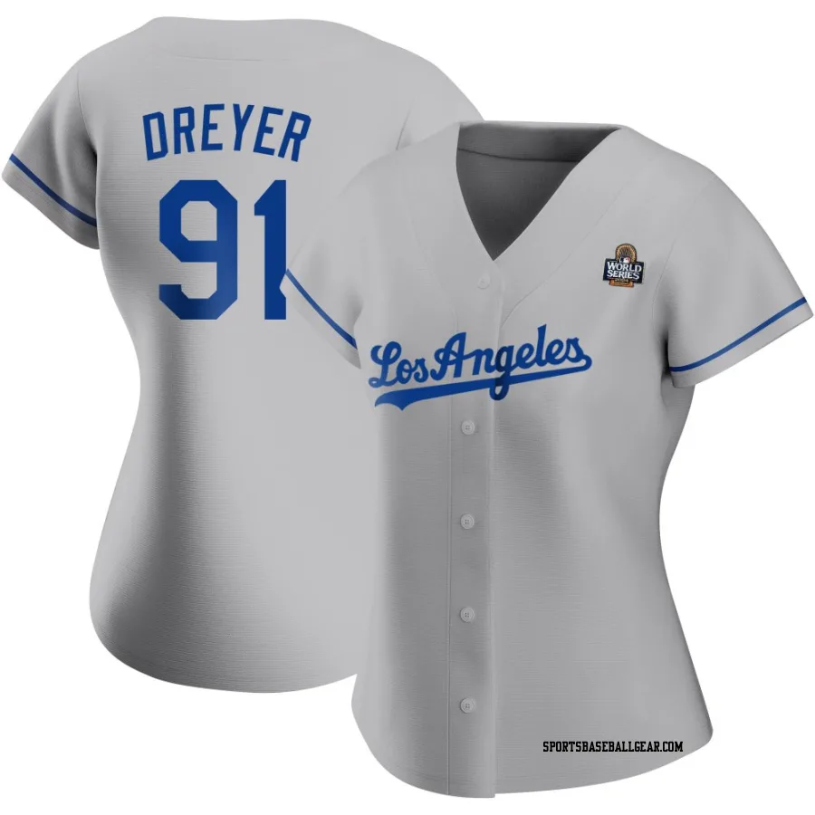 Jack Dreyer Women's Los Angeles Dodgers Gray Authentic Road 2024 World Series Jersey